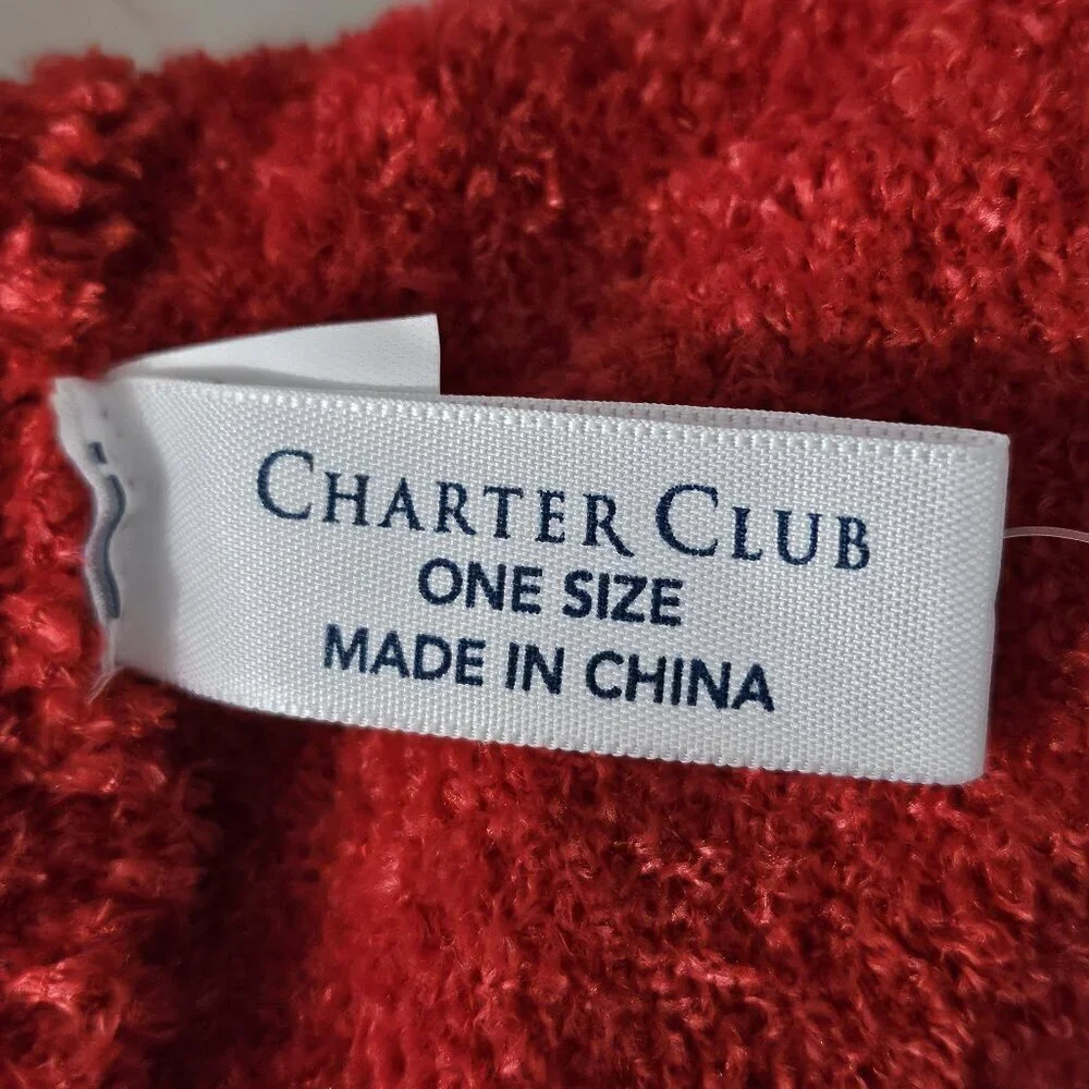 2/$20 Charter Club Solid Red Chenille Gloves Soft Winter Accessories NWT